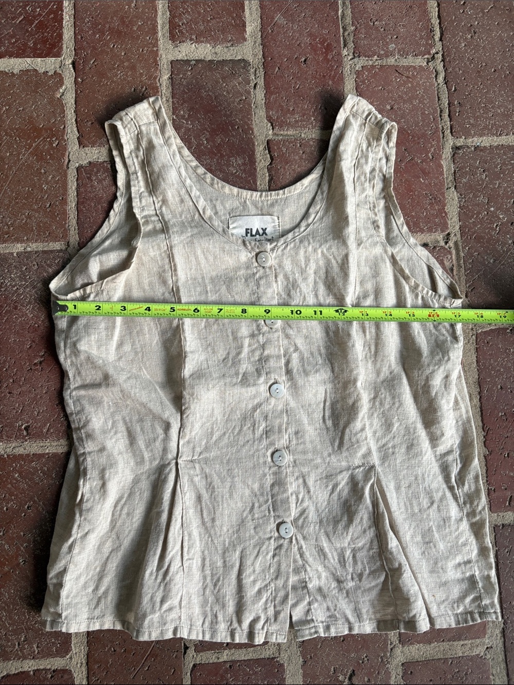 Flax Linen Sleevless Button Down Top - Picture 5 of 7